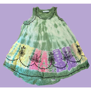 Girls Size S India Boutique Green Tie-Dye Watercolor sleeveless Dress Size S